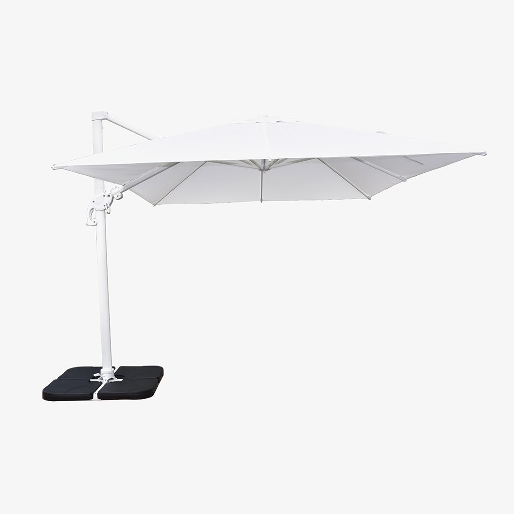 3x4m Rectangular Deluxe Cantilever Umbrella White